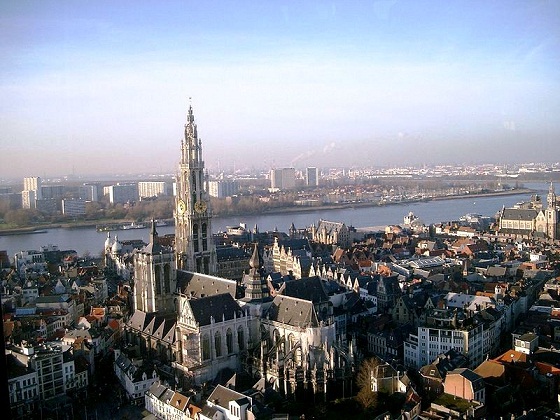 Antwerp- view of the city on the Scheldt river