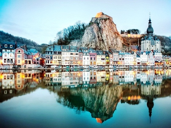 Dinant-Cathdral and Citadel reflection