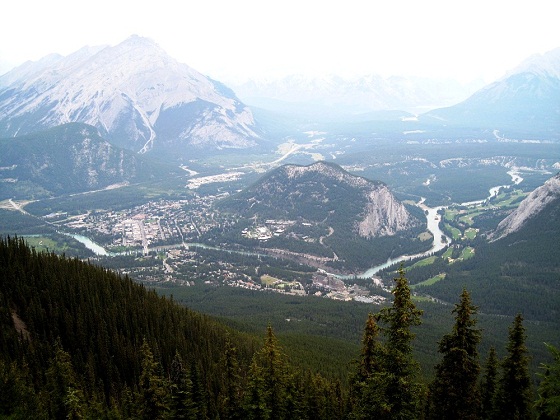 Banff-Tunnel Mountain and town view from Sulphur Mt.