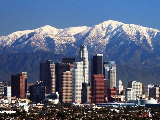 Los Angeles-Skyline with San Gabriel Mountains